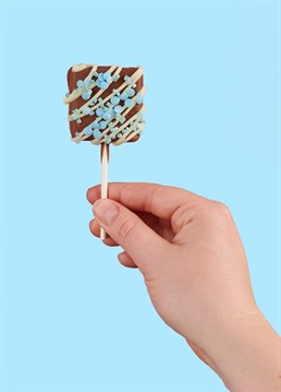 <p>Introducing the baked delights of Simply Cake Co: the perfect treats to make an occasion extra special (and sweet)!</p><p>It's a boy! If they didn't know the gender of the baby before, they certainly will now! These brilliantly unique brownie pops make a lovely addition to any baby shower celebration, either as a party favour or must-have for the buffet table. This deliciously gooey brownie pop is topped with real Belgian milk and white chocolate, plus blue edible glitter and confetti - perfect for celebrating the impending arrival!</p><p>These are handmade in the UK with the best ingredients including proper butter, free-range eggs, Belgian chocolate AND gluten free flour so that more people can enjoy their great taste! Simply Cake Co. baked goods&nbsp;are packed full of chocolate, which gives them a shelf life of a good 10 days on arrival. Keep them wrapped up tight, or freeze if you want to keep them longer!</p><p><strong>We recommend ordering 2 weeks before the event. Please note that this product is fulfilled by our partner Simply Cake Co. and therefore will be sent separately to our other cards and gifts. Not letterbox friendly. Brownie pops sold &amp; wrapped individually.</strong></p><p>Ingredients:</p><p><em>Brownie</em></p><p>Caster sugar, Chocolate (Cocoa mass, Sugar, Cocoa butter, whole <strong>MILK</strong> powder, emulsifier <strong>SOY</strong> Lecithin, Natural Vanilla flavouring), White Chocolate (Sugar, Cocoa butter, whole <strong>MILK</strong> powder, emulsifier <strong>SOY</strong> Lecithin, Natural Vanilla flavouring), Butter (<strong>MILK</strong>, salt), free-range<strong> EGG</strong>, gluten-free flour blend (pea, rice, potato, tapioca, maize, buckwheat), cocoa powder, xanthan gum.<br />&nbsp;<br /><em>Blue Confetti</em></p><p>Sprinkles ((Sugar, potato starch, sunflower oil, rice flour. Colours; concentrate of spirulina. Glazing agent; carnauba wax)(Sugar, colour: E133, E141, E171, glazing agent: shellac.)</p><p><strong>For allergens please see above in bold.</strong>&nbsp;Made in a bakery that handles&nbsp;<strong>MILK, EGGS, SOYA, NUTS &amp; PEANUTS</strong>&nbsp;therefore may contain traces. Coeliac-friendly. Suitable for vegetarians.</p>